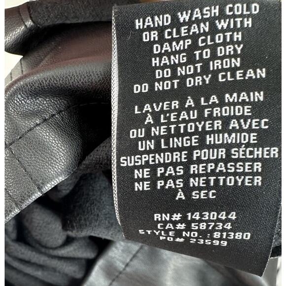 7 For All Mankind Black Faux Leather Puff Sleeve Smocked Mini Dress Sz M NWT - Picture 6 of 7